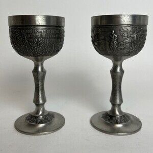 Antique German Pewter Wine Goblets